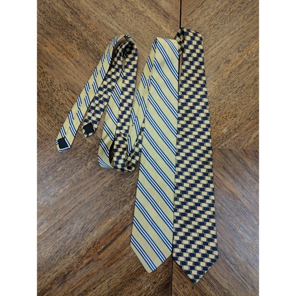 Brooks Brothers Other - (2) Brooks Brothers Blue & Yellow Striped‎ Geometric Tie 100% Silk Men's Necktie